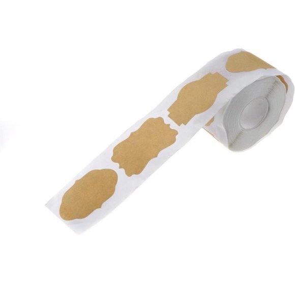 Natural Kraft Labels, Roll of 300 Decorative Stickers 3 Styles Adhesive Write On - Picture 9 of 10